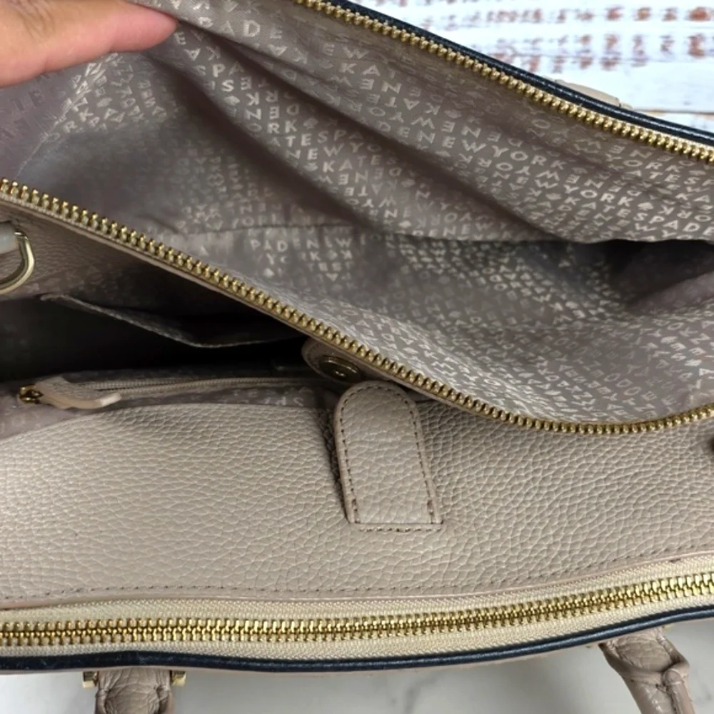 KATE SPADE NEW YORK HAND BAG ALMOND BLACK KALEN CHESTER STREET SATCHEL PURSE WOR